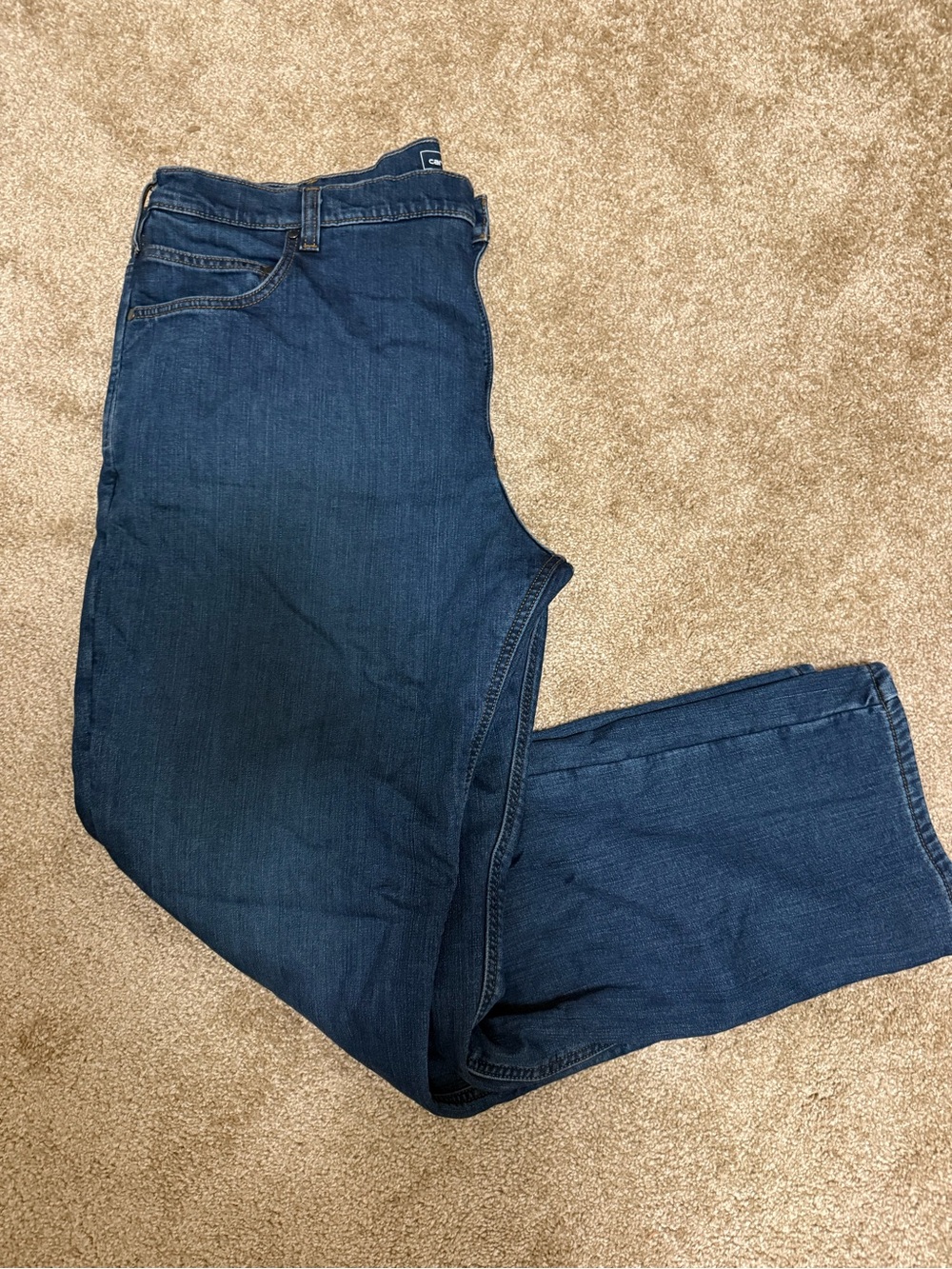 Carhartt Men's Indigo Straight-Leg Jeans fleece lined relaxed fit 42/32. N92